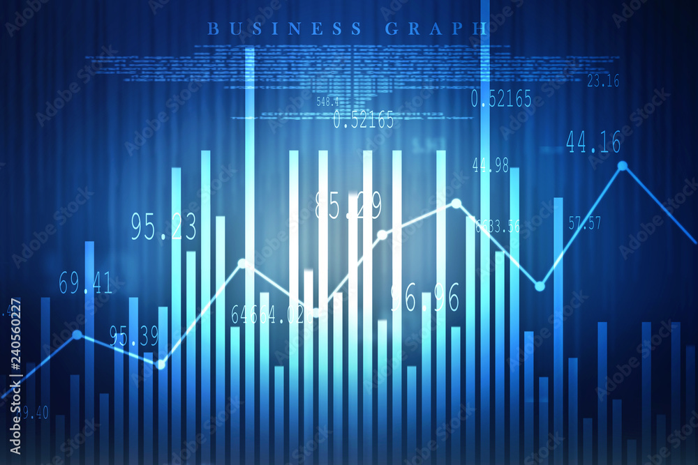 2d rendering Stock market online business concept. business Graph 