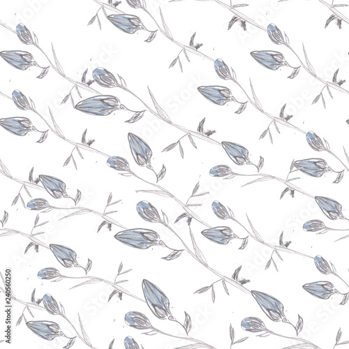 Flower pattern. Botanical illustration. Drawing made by pencil for covers, Wallpapers.