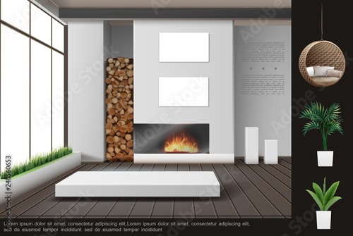 Realistic Living Room Interior Concept