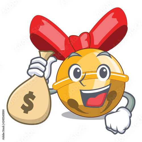 With money bag jingle bells christmas isolated on mascot