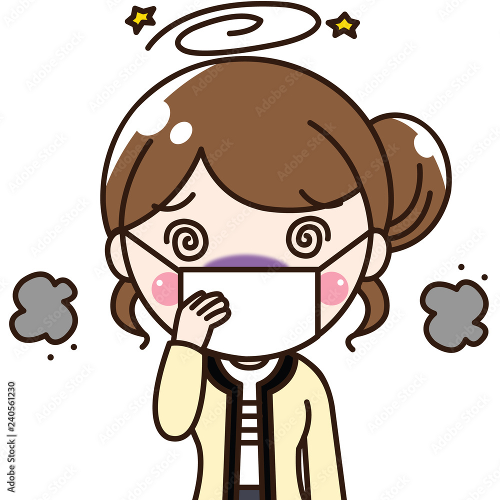 女性会社員ol インフルエンザ 風邪 鼻水 せき 花粉症 Stock Illustration Adobe Stock