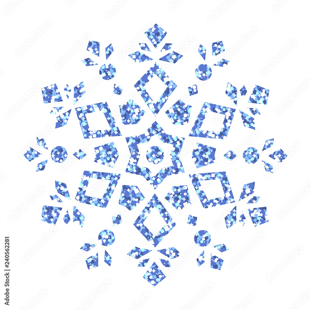Beautiful Christmas Snowflake. Glitter Crystal. Beautiful Christmas Snowflake. Glitter Crystal.