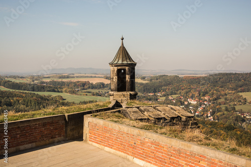 Landscape of konigstein fortress Saxon Switzerland, autumn traveling in Saxon Bastille photo