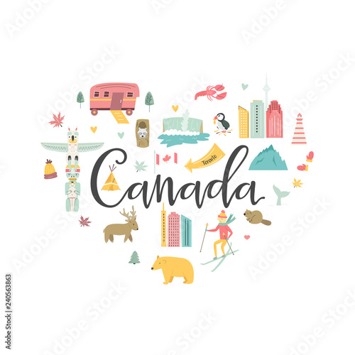 Canada cartoon vector banner. Travel illustration