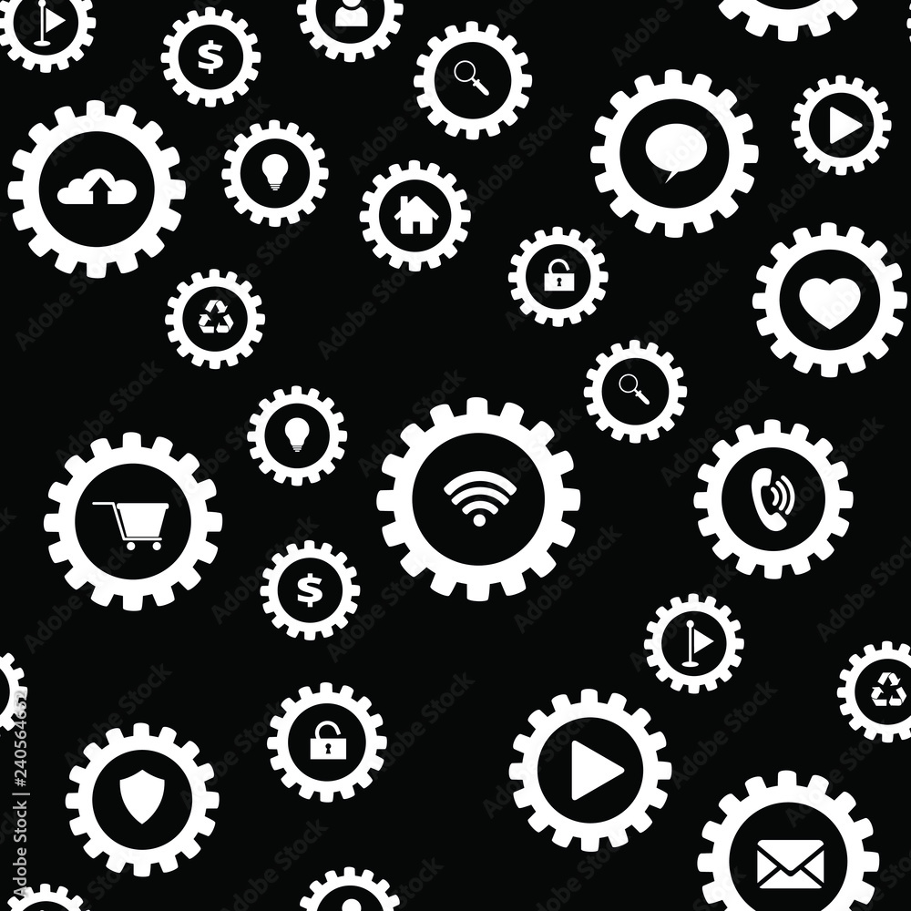 Gears and computer icons. Technology web concept Seamless vector EPS 10 pattern