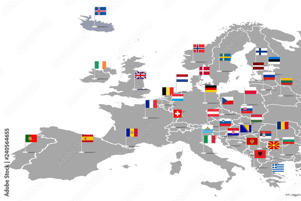 Europa Infografika z flagami państw