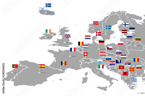Europa Infografika z flagami państw