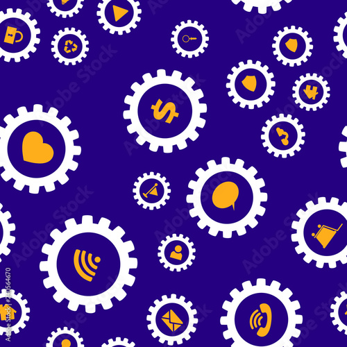 Gears and computer icons. Technology web concept Seamless vector EPS 10 pattern