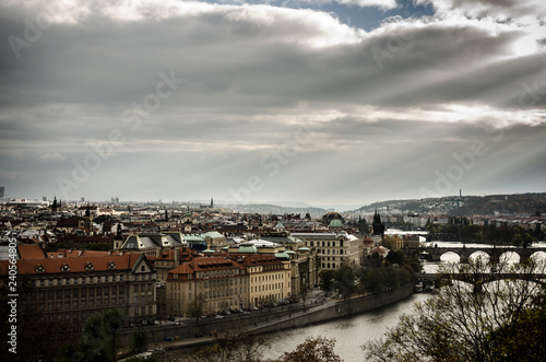 PRAGUE, CZECH REPUBLIC - 26 october 2018: Views over the city Prague in the Autumn
