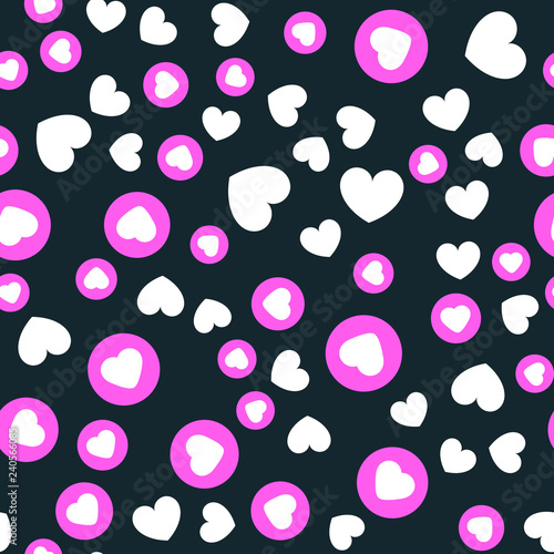 Hearts for Valentine's Day. Romantic feeling and love. Seamless vector EPS 10. Abstract geometric pattern. Multicolor Figures. Texture for print and Banner. Flat style