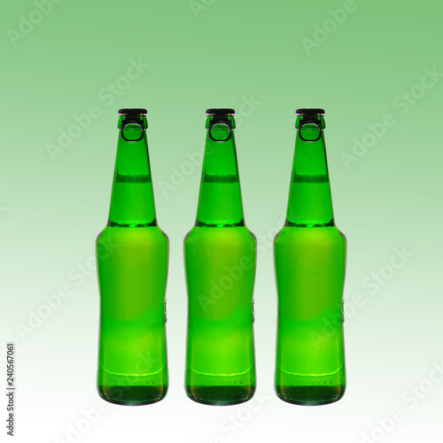 Beer bottles. Isolated on a colored background.