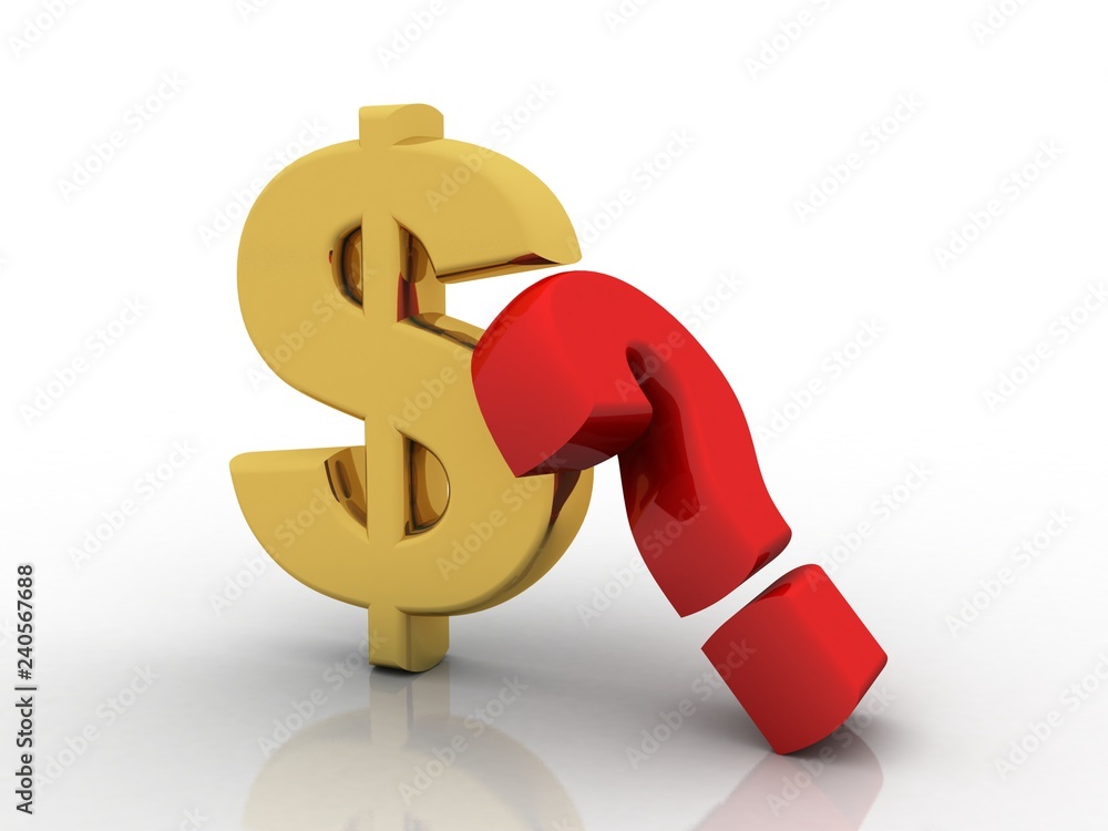 3d rendering Dollar symbol with question mark 3d rendering Dollar symbol with question mark