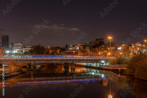 Yarkon river at night, Tel Aviv, Israel © studiodr