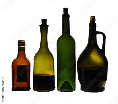 Empty wine bottles. Recycling. No alcohol!
