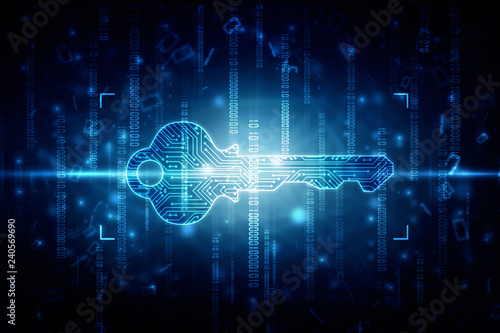 Fototapeta Naklejka Na Ścianę i Meble -  2d digital abstract technology digital future cyber security key