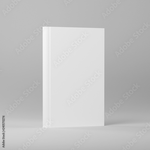 Book cover template on gray background, mockup for design, 3d illustration.
