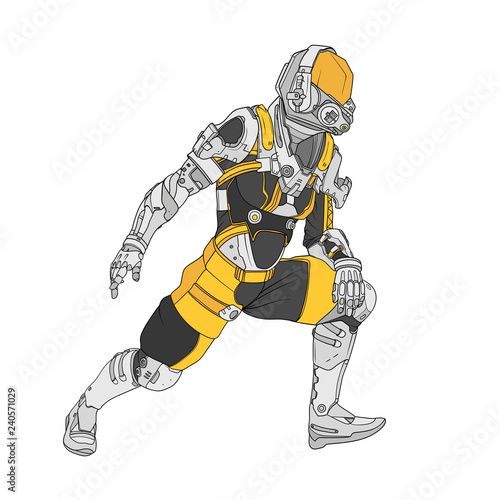 Amazing highly detailed futuristic astronaut in a colorful space suit