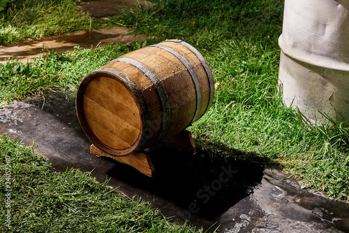 Oak Barrel. Wooden barrel covered with wax