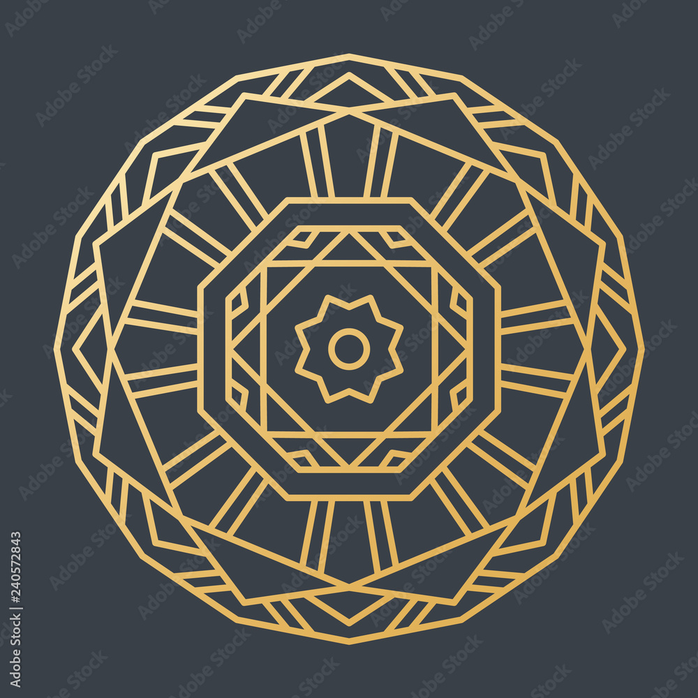 Beautiful Golden Decoration Ornament. Oriental Mandala. Beautiful Golden Decoration Ornament. Oriental Mandala.