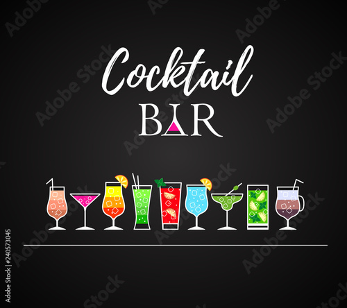 Cocktail icons. Cocktail menu