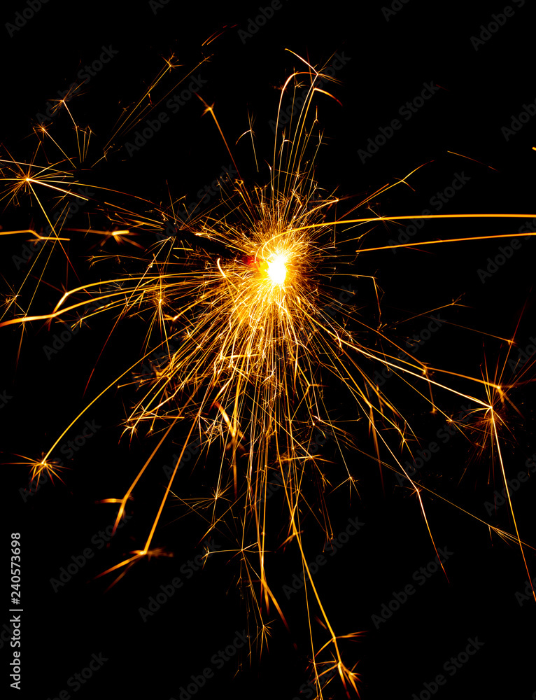 fire with sparks on a black background