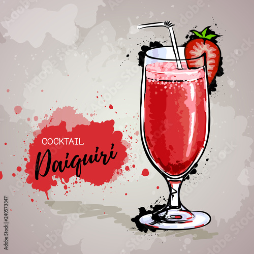 Hand drawn illustration of cocktail daiquiri