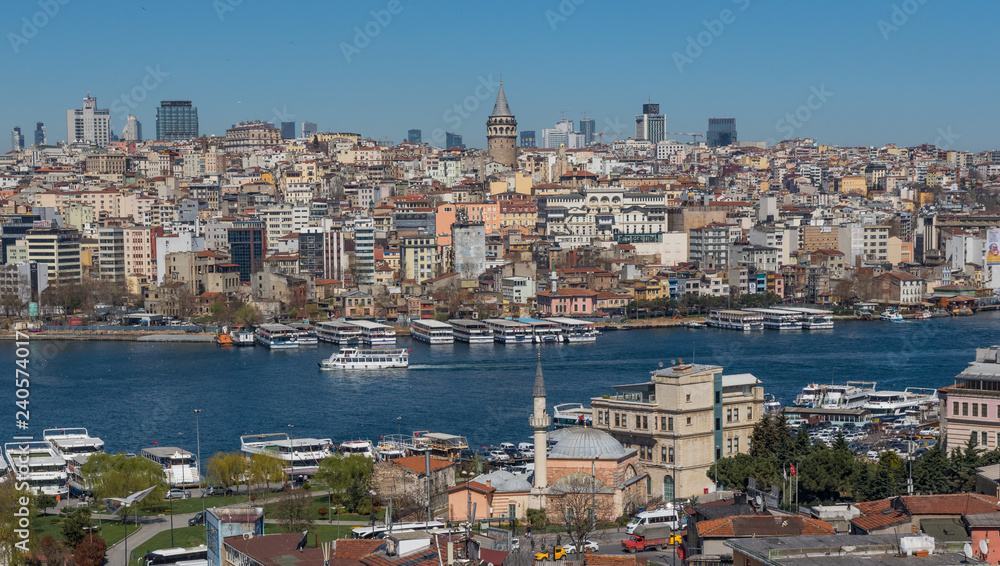 Obraz premium Istanbul, Turkey - called also Karakoy or Pera, the Galata district presents still today a strong Genoese heritage, well rapresented by its most notable landmark, the Galata Tower