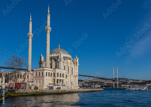 Istanbul, Turkey - built in 1721, and located just beside the Bosphorus Bridge, the Ortaköy Mosque is one of the most recognizable landmarks of Istanbul