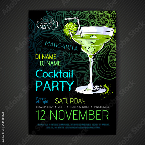 Disco cocktail party poster