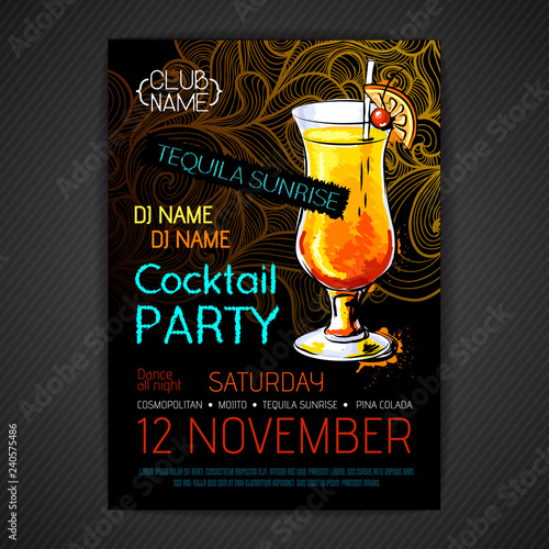 Disco cocktail party poster