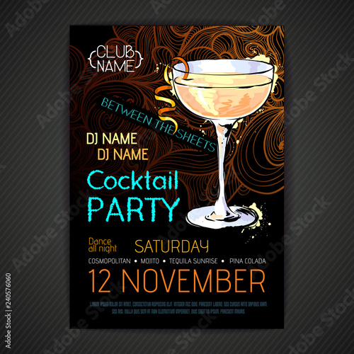 Disco cocktail party poster