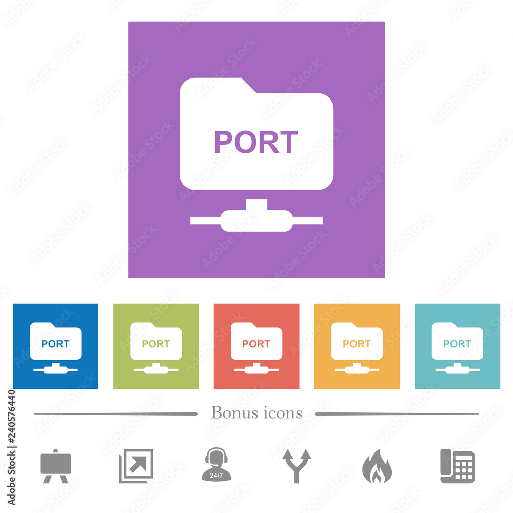 FTP set port flat white icons in square backgrounds FTP set port flat white icons in square backgrounds