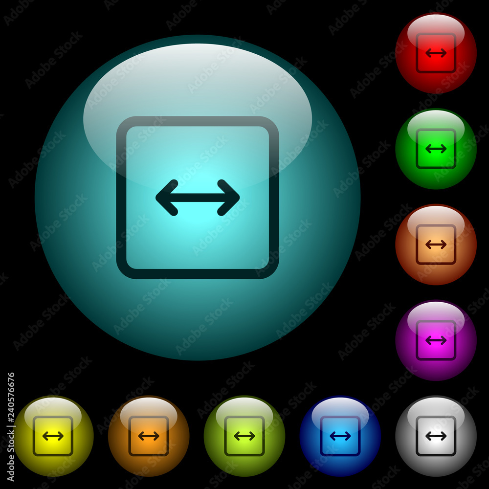 Adjust object width icons in color illuminated glass buttons Adjust object width icons in color illuminated glass buttons