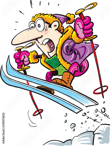 Man skiing and jumping high into the air. - Vector