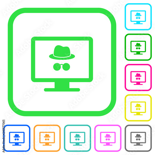 Monitor with incognito symbol vivid colored flat icons