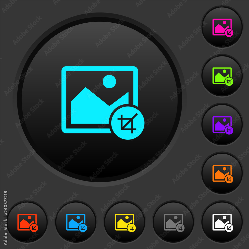 Crop image dark push buttons with color icons Crop image dark push buttons with color icons