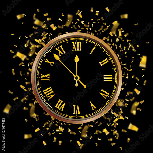 Clock Golden Confetti