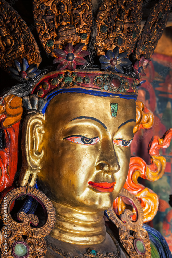 Maitreya Buddha in library of Thiksey Gompa. Ladakh, India