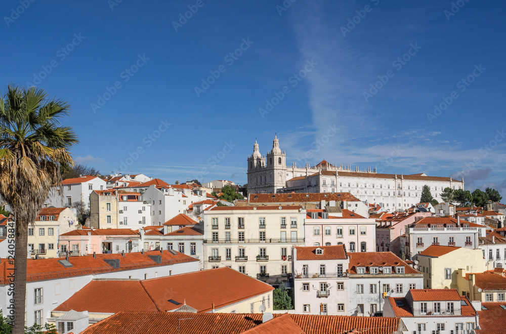 Lisbon - Portugal. overlooking the historic Alfama district from the viewpoint terrace
