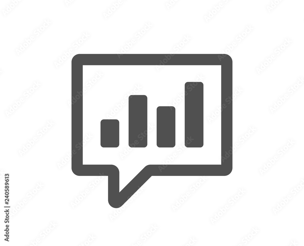 Chart icon. Report graph or Sales growth sign in speech bubble. Analysis and Statistics data symbol. Quality design element. Classic style icon. Vector Chart icon. Report graph or Sales growth sign in speech bubble. Analysis and Statistics data symbol. Quality design element. Classic style icon. Vector
