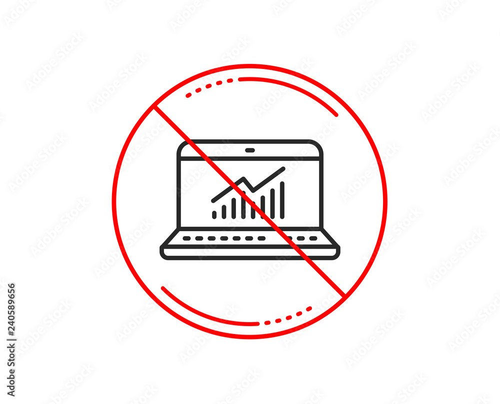 No or stop sign. Data Analysis and Statistics line icon. Report graph or Chart sign. Computer data processing symbol. Caution prohibited ban stop symbol. No icon design. Vector No or stop sign. Data Analysis and Statistics line icon. Report graph or Chart sign. Computer data processing symbol. Caution prohibited ban stop symbol. No icon design. Vector