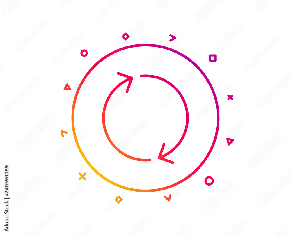 Refresh arrow line icon. Rotation Arrowhead symbol. Navigation pointer sign. Gradient pattern line button. Refresh icon design. Geometric shapes. Vector Refresh arrow line icon. Rotation Arrowhead symbol. Navigation pointer sign. Gradient pattern line button. Refresh icon design. Geometric shapes. Vector