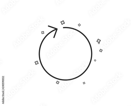 Loop arrow line icon. Refresh Arrowhead symbol. Navigation pointer sign. Geometric shapes. Random cross elements. Linear Loop icon design. Vector