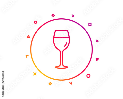 Wine glass line icon. Bordeaux glass sign. Gradient pattern line button. Wine glass icon design. Geometric shapes. Vector