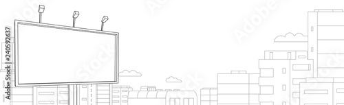 Billboard on the street. Outdoor advertising. Your ad in the city. Outline style
