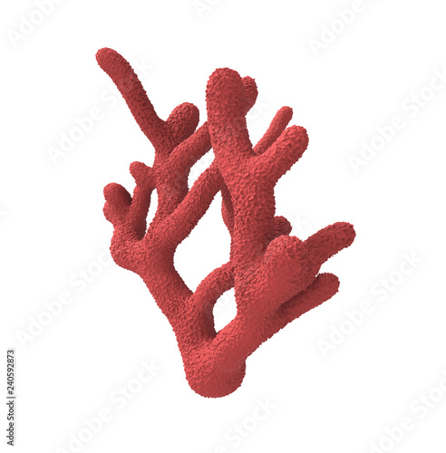 3D Illustration of a red coral isolated on white background.