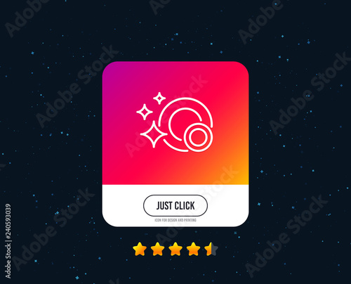 Cleaning dishes line icon. Dishwasher sign. Clean tableware sign. Web or internet line icon design. Rating stars. Just click button. Vector