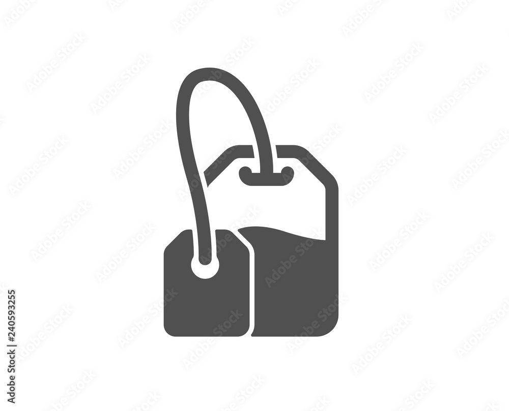 Tea bag icon. Brew hot drink sign. Breakfast beverage symbol. Quality design element. Classic style icon. Vector Tea bag icon. Brew hot drink sign. Breakfast beverage symbol. Quality design element. Classic style icon. Vector