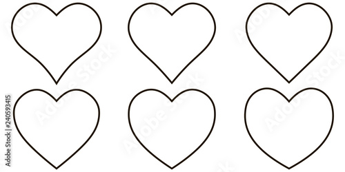 Set contour heart icon, vector set heart shape, lovers on Valentines day