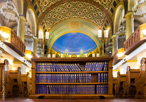 Books-collections of Jewish prayers in the synagogue photo